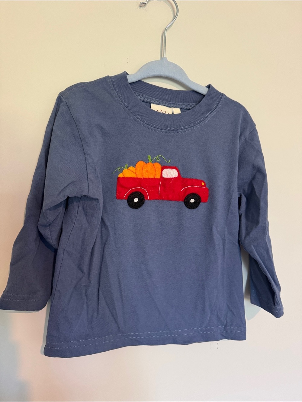 Luigi Kids Long-Sleeve Blue Shirt Fall Truck and Pumpkins Boys 2T